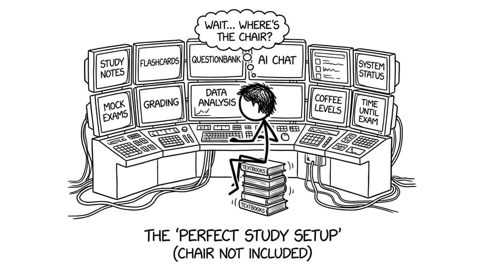 A student builds a NASA-level desk setup, then forgets the chair