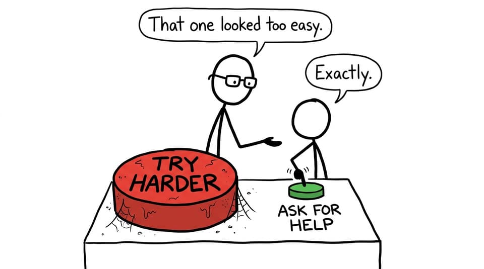 A student chooses asking for help instead of simply trying harder