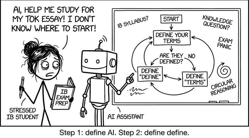 A looping flowchart AI joke