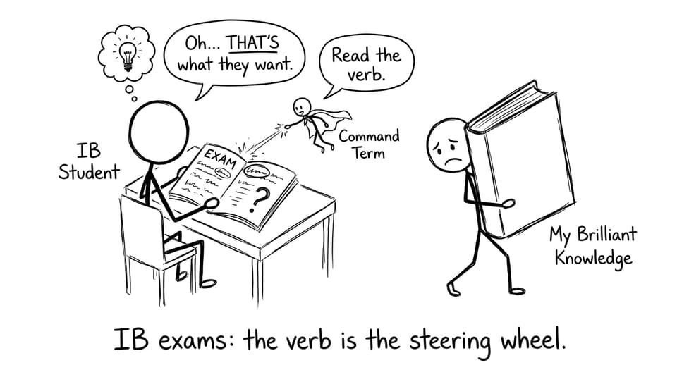 IB exams: the verb is the steering wheel.