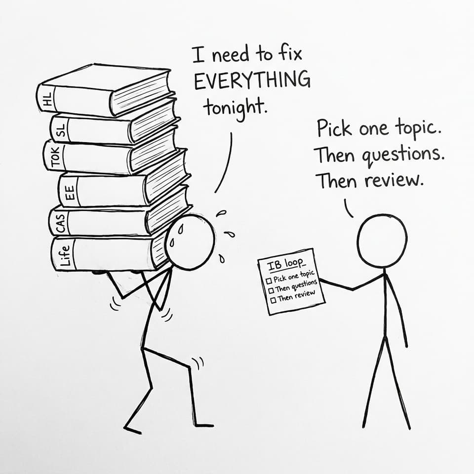 Comic about trying to fix everything in IB at once
