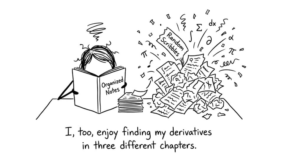 A student choosing between neat notes and chaos