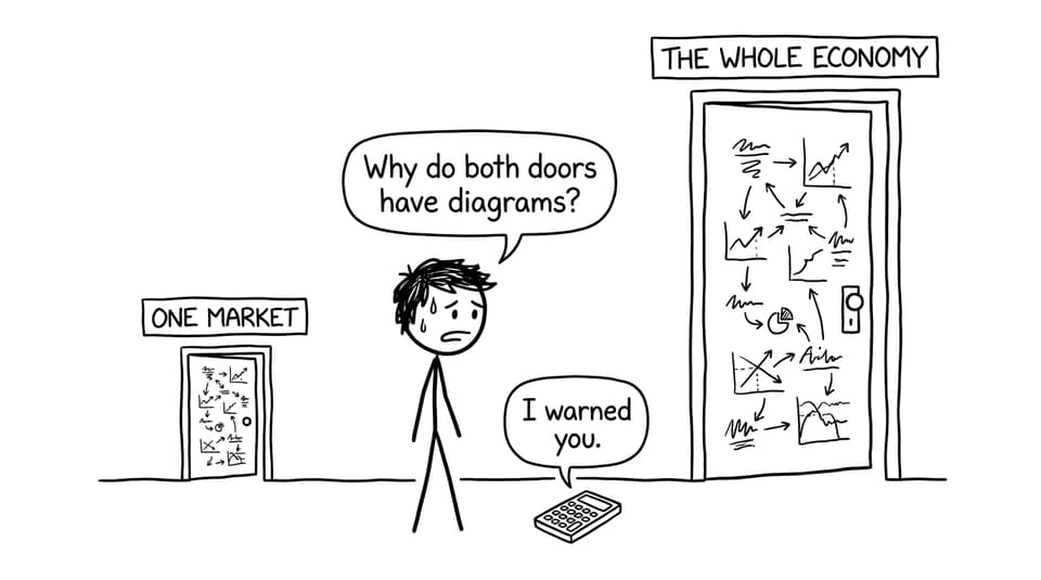 An IB student choosing between one market and the whole economy