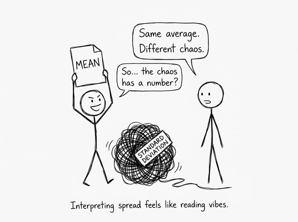 Student vs standard deviation yarn ball
