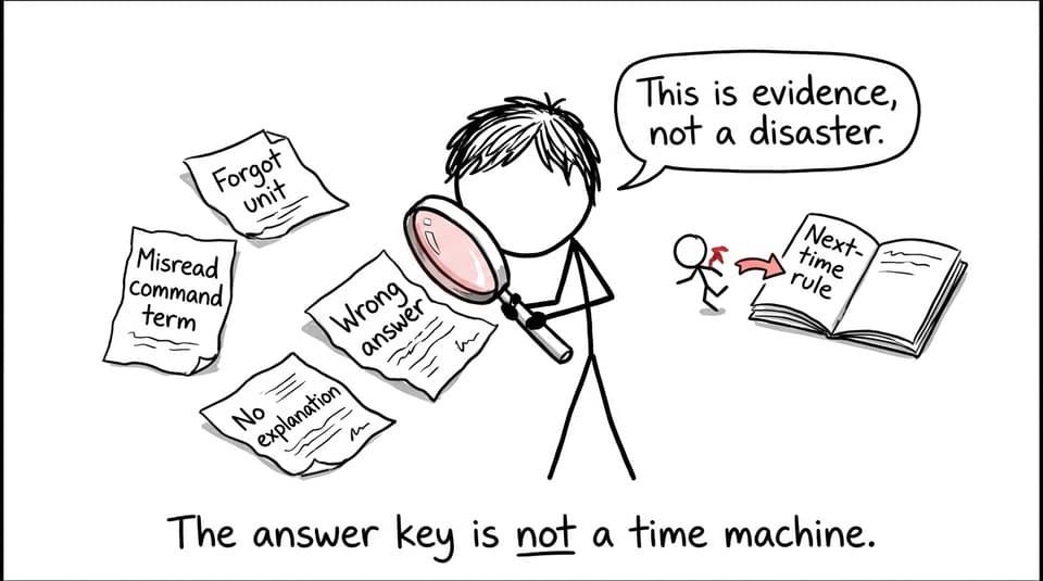 XKCD-style student examining MYP errors as evidence