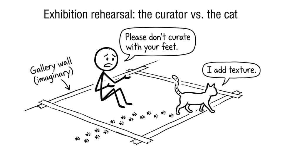 Exhibition rehearsal vs cat comic