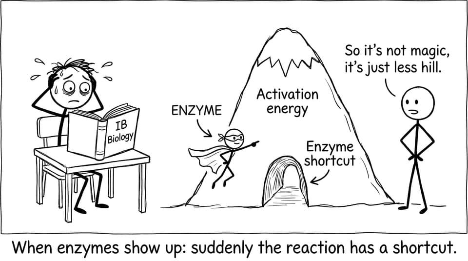 When enzymes show up: suddenly the reaction has a shortcut.