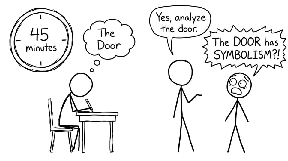 A funny comic about being forced to analyze a simple title