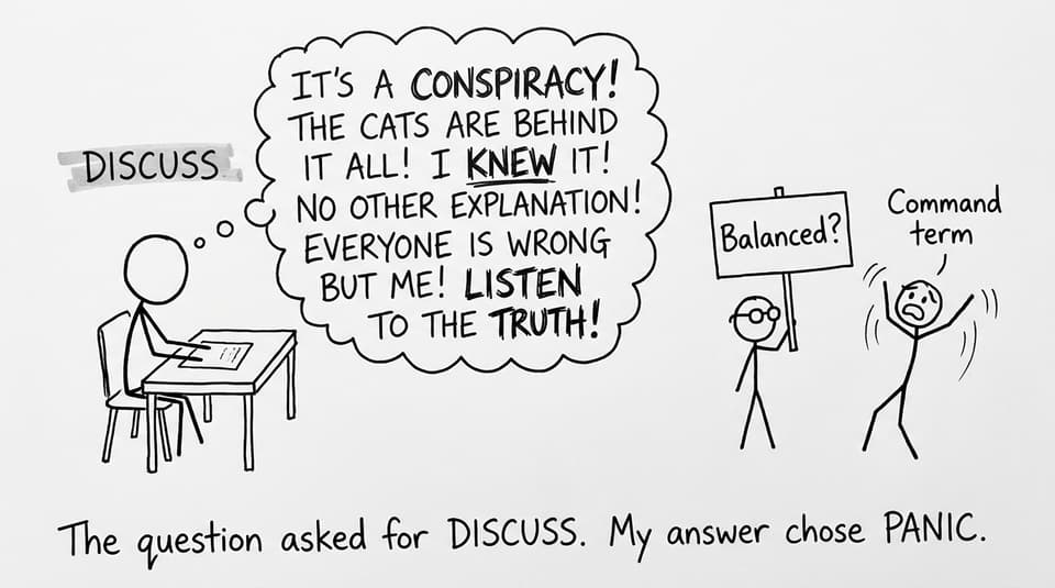 Student misreads DISCUSS and panics