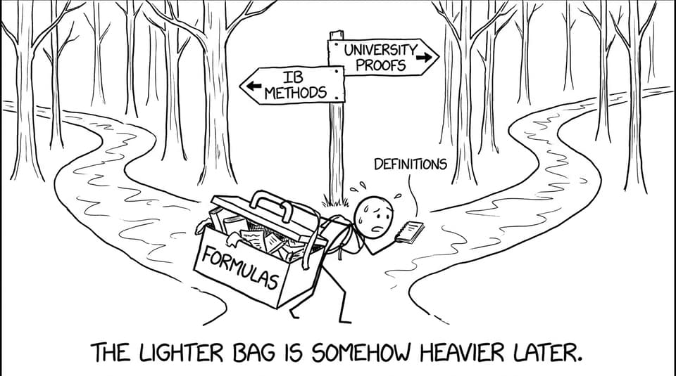 Two paths: IB methods vs university proofs