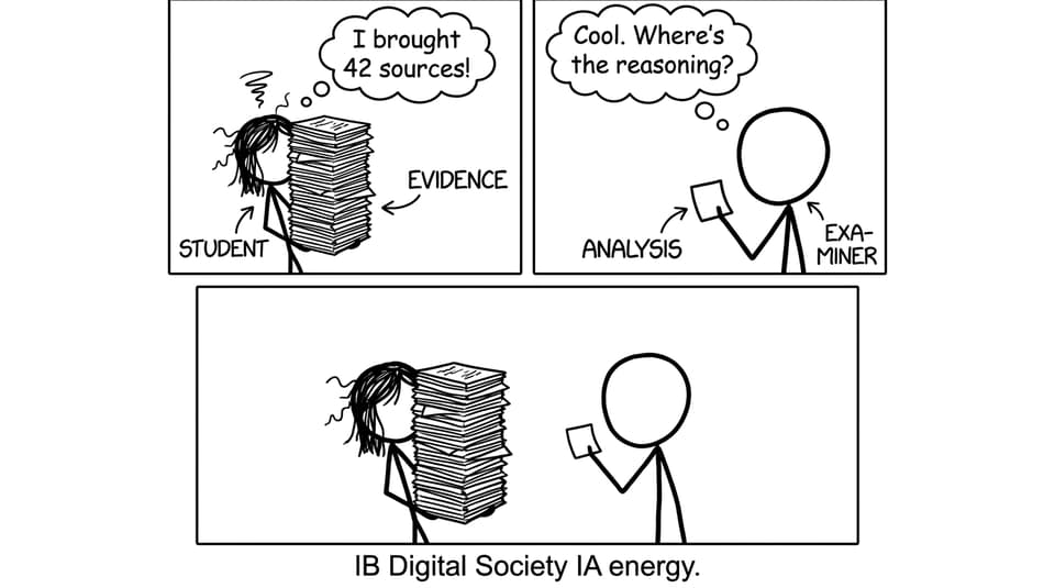 Student vs examiner: evidence vs analysis