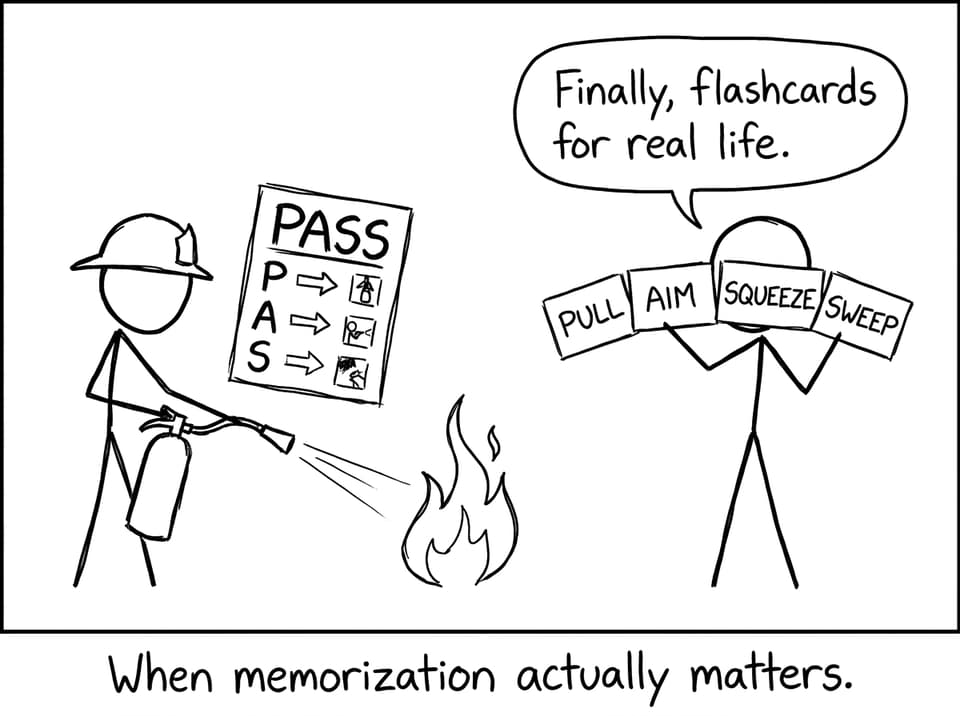 Flashcards teaching PASS in XKCD style