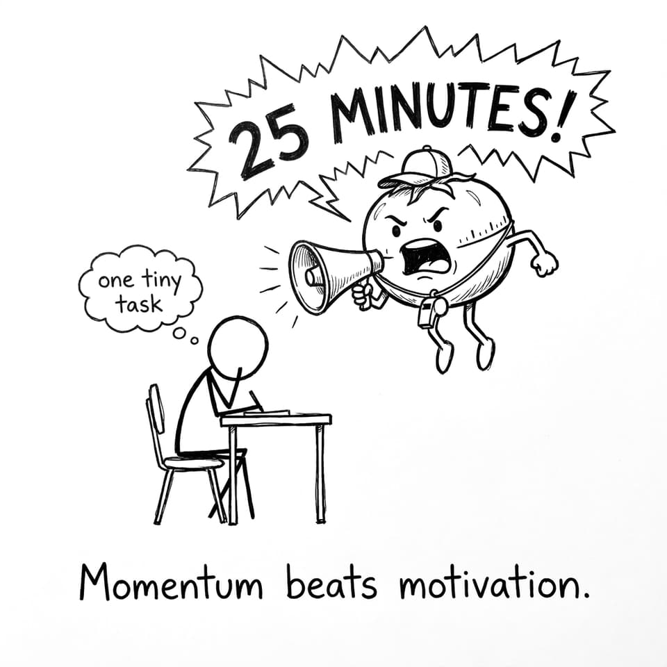 Pomodoro coach timer comic