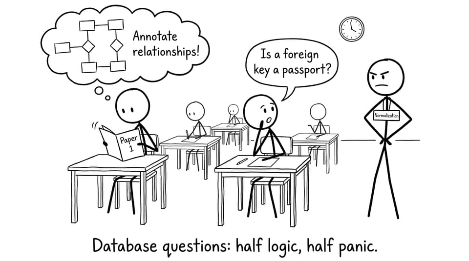 Database questions: half logic, half panic.