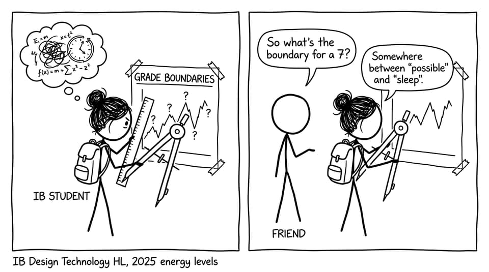 Student staring at grade boundaries chart
