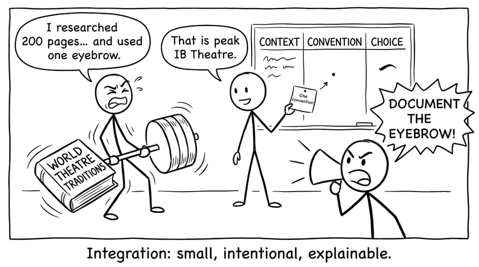 IB Theatre integration comic: the eyebrow