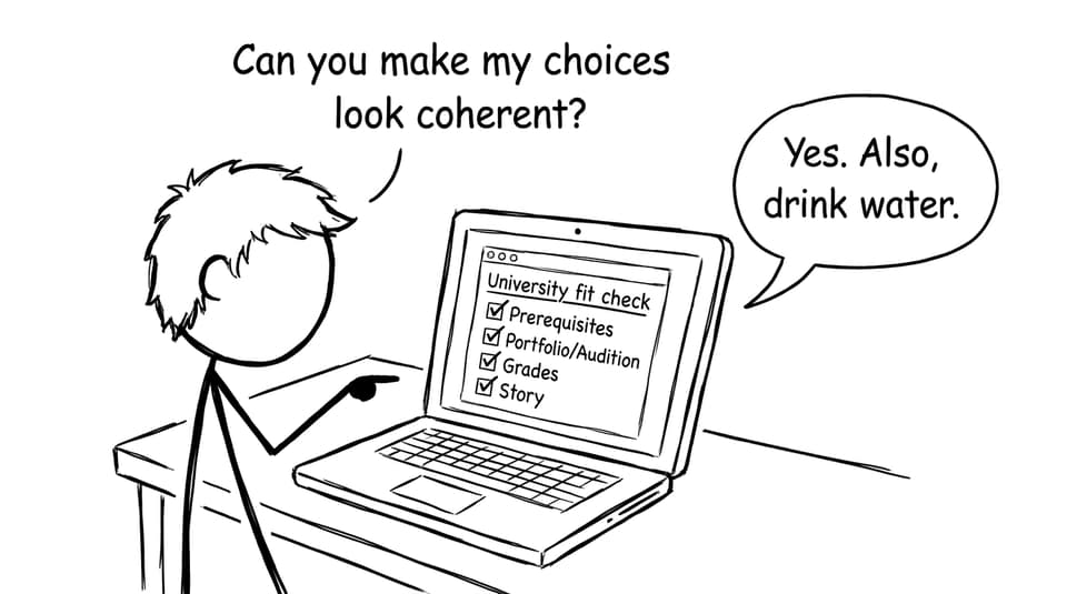 Comic about a university fit check
