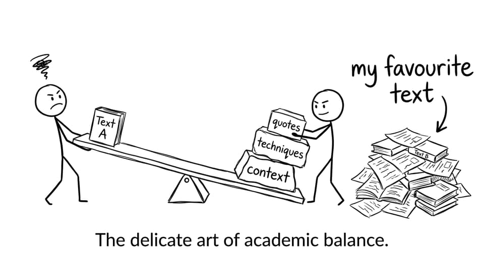 A seesaw balancing Text A and Text B