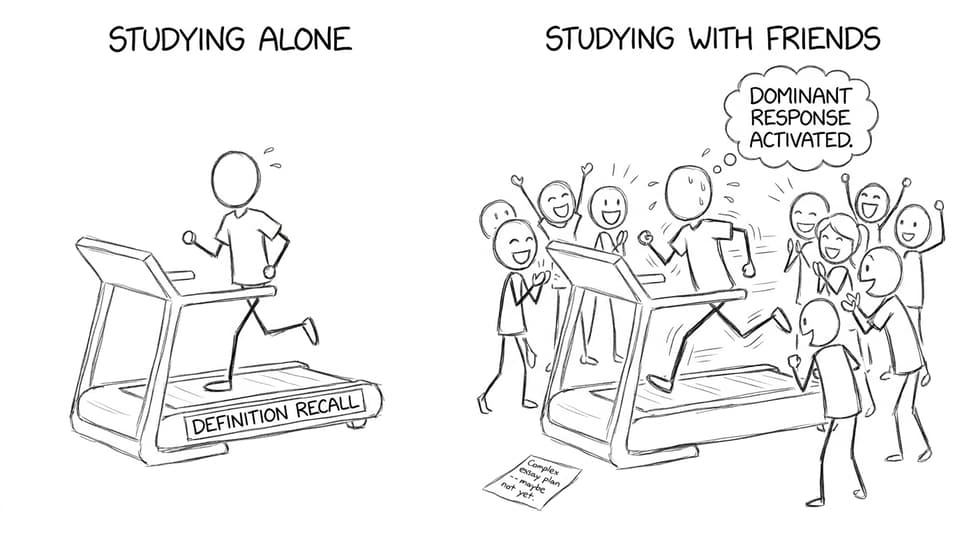 Studying alone vs with friends comic