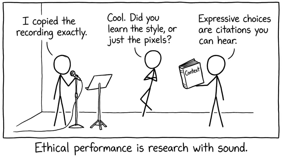 Rehearsal joke about copying vs understanding style