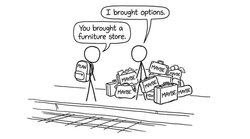Two students at a platform: one bag vs eight suitcases