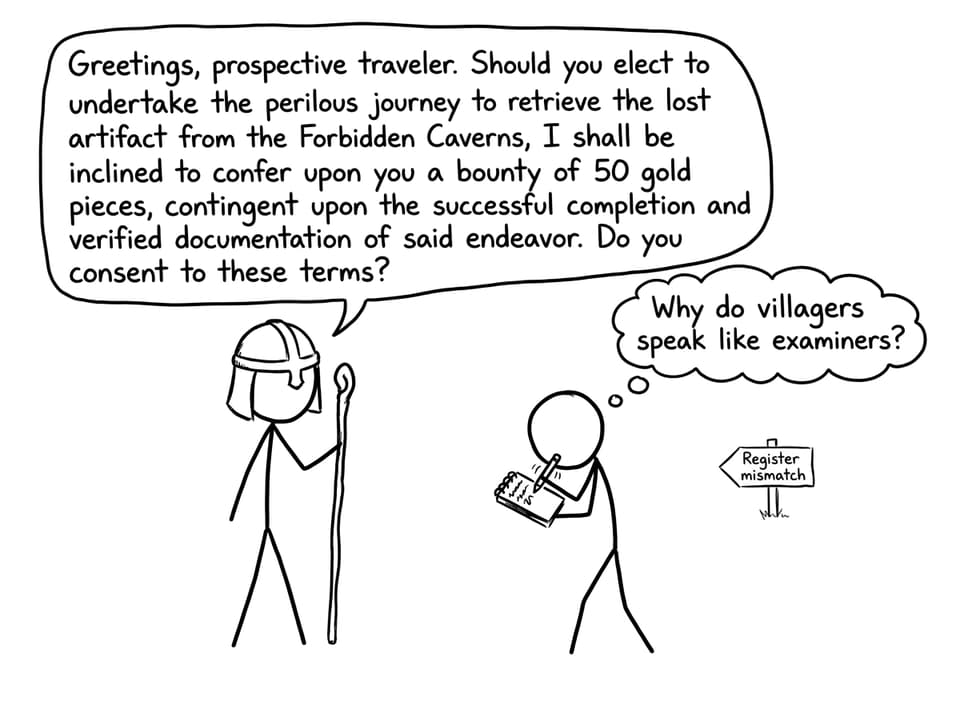 NPC dialogue is bizarrely formal, like an examiner wrote it