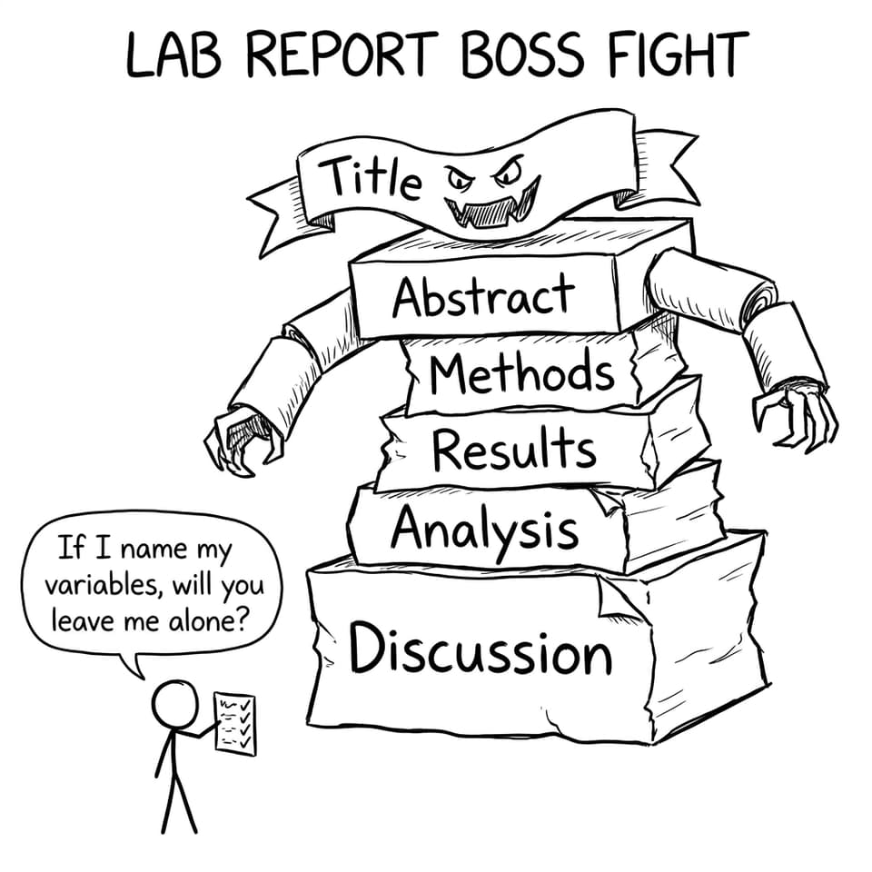 Lab report boss fight comic