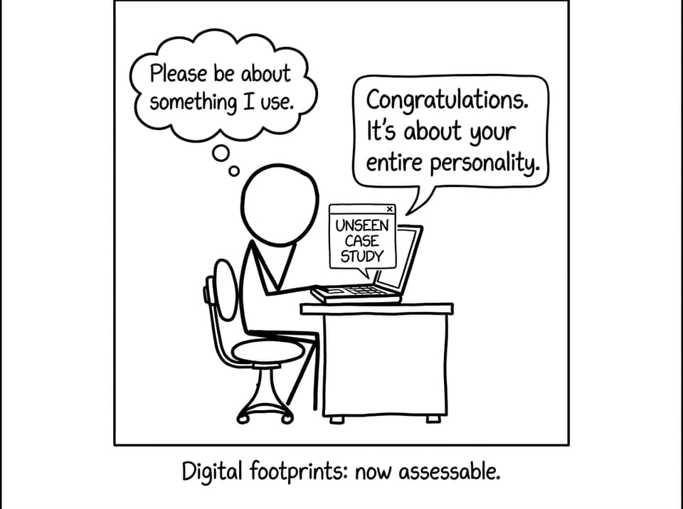 A laptop pop-up announces “Unseen Case Study”