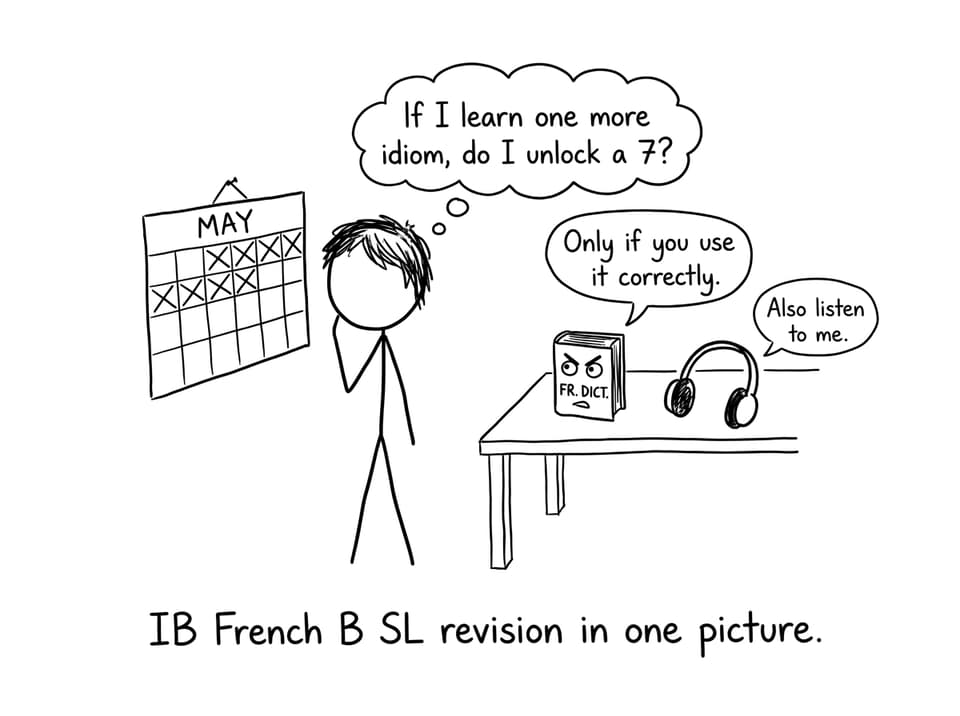 IB student revision chaos comic