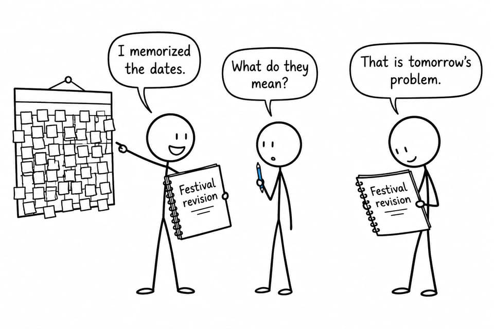 Two students realize that knowing festival dates is different from understanding their meaning