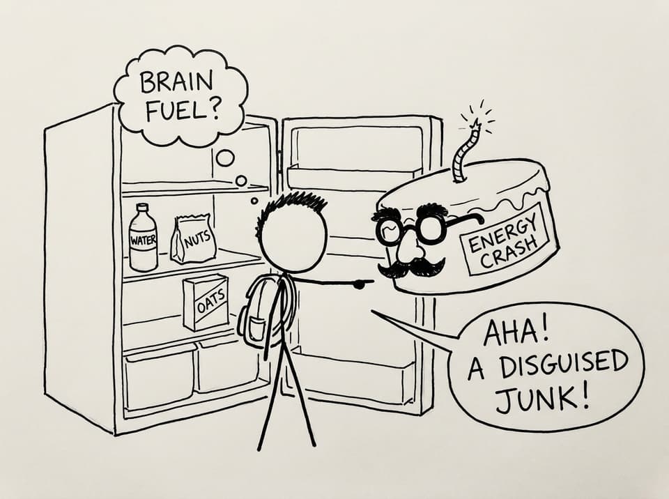 Cake labeled “energy crash” caught sneaking into the fridge