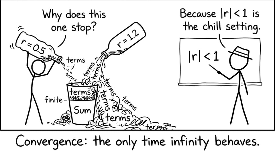 Comic about convergence and overflowing sums