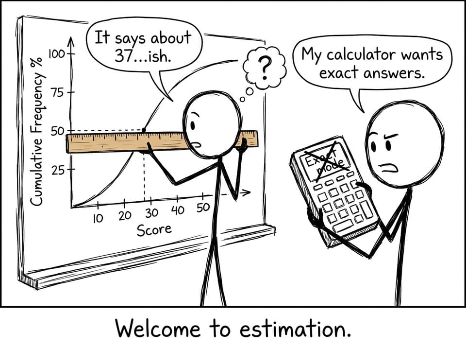 Estimation joke: ruler vs calculator