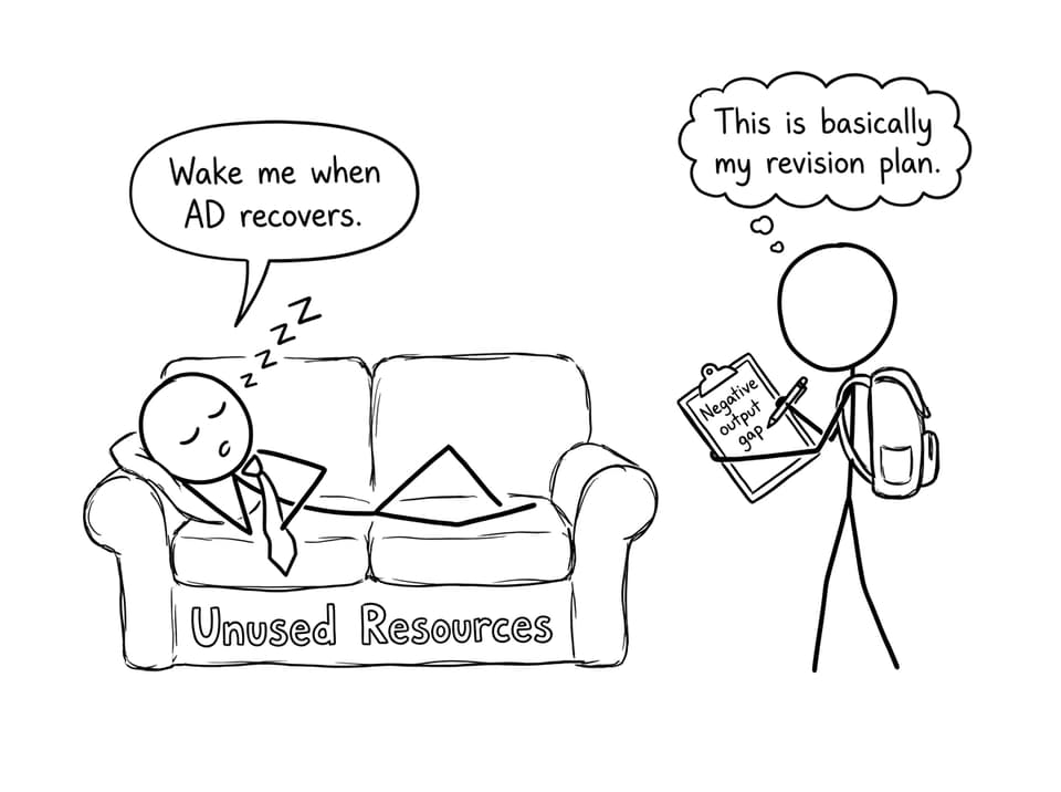 Negative output gap couch joke