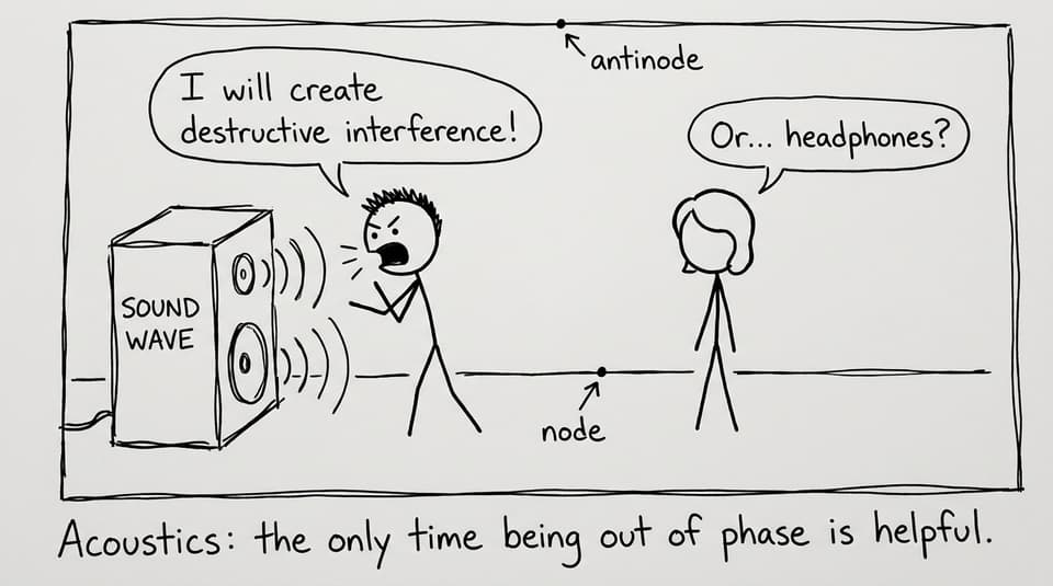 Noise-cancelling attempt using destructive interference