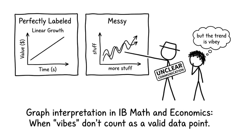 Graph labeling humor about "vibey" trends