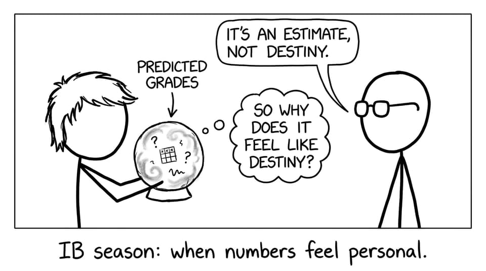 IB predicted grades crystal ball comic