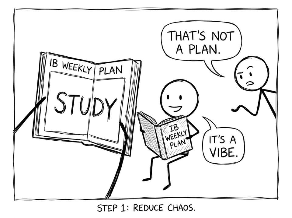 A student planner joke about having no real plan