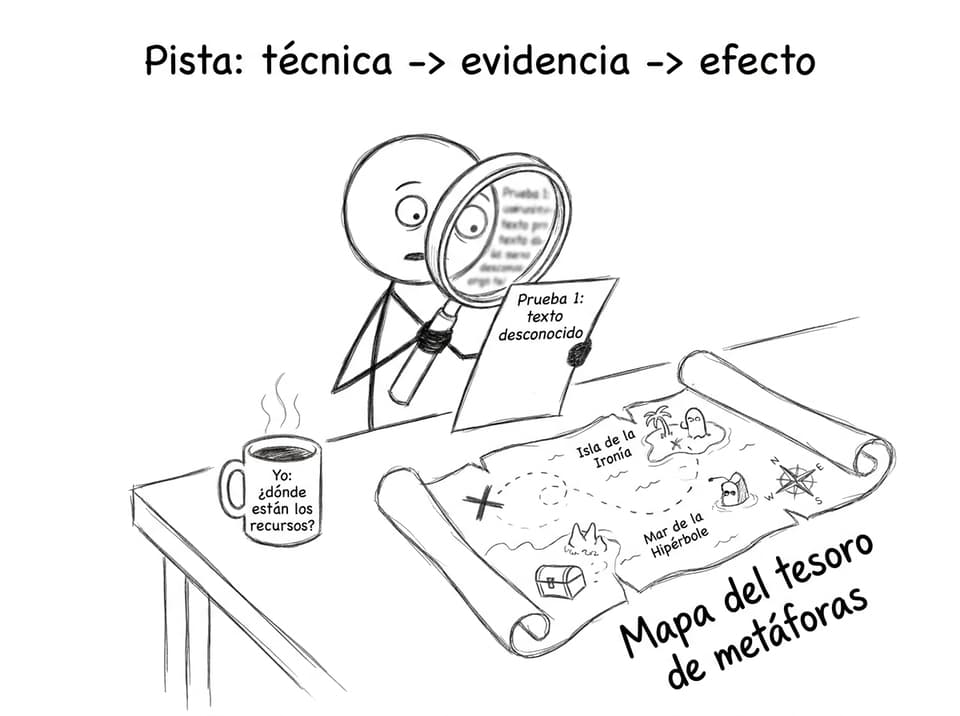 Estudiante buscando “recursos” como si fueran tesoro