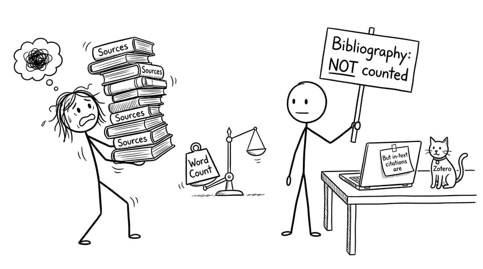 Student vs word count scale with bibliography note