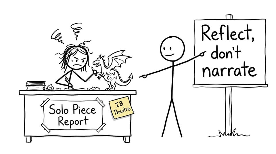 Stick-figure student battles word count dragon