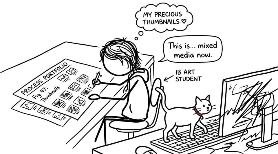 Student turning chaos into “mixed media”