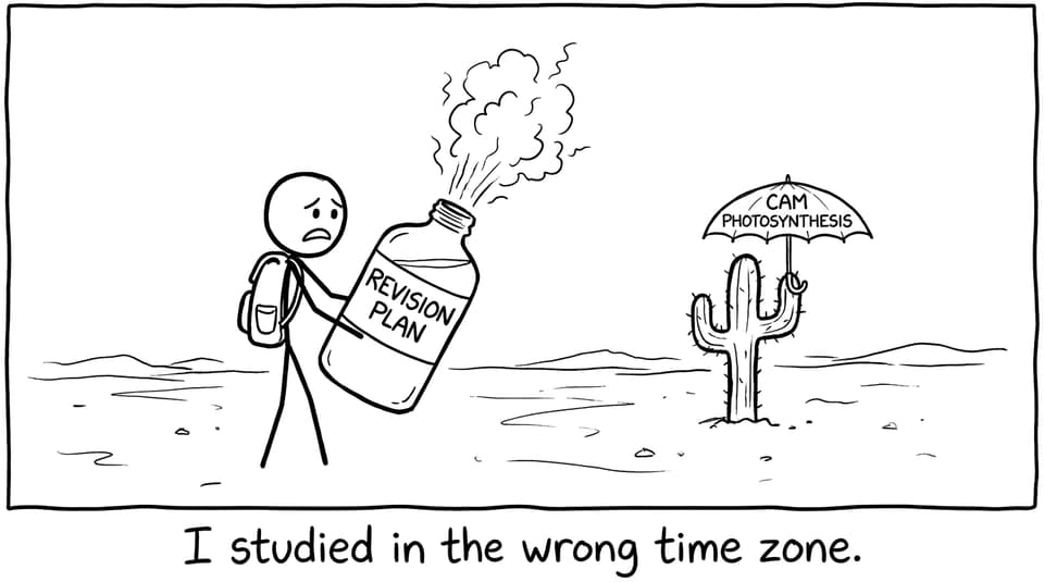 A student learns CAM photosynthesis at the wrong time zone