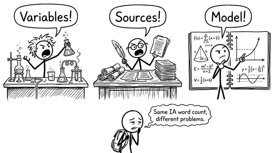 Different IB subjects arguing about what an IA needs