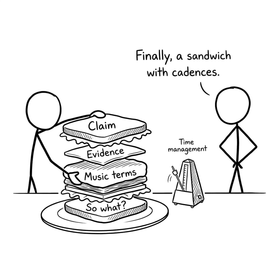 Response sandwich: claim, evidence, so what