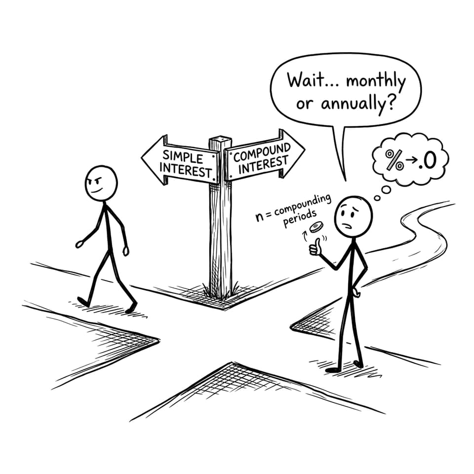 Simple vs compound fork road comic