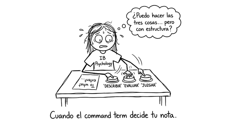 Estudiante intentando pulsar tres botones a la vez