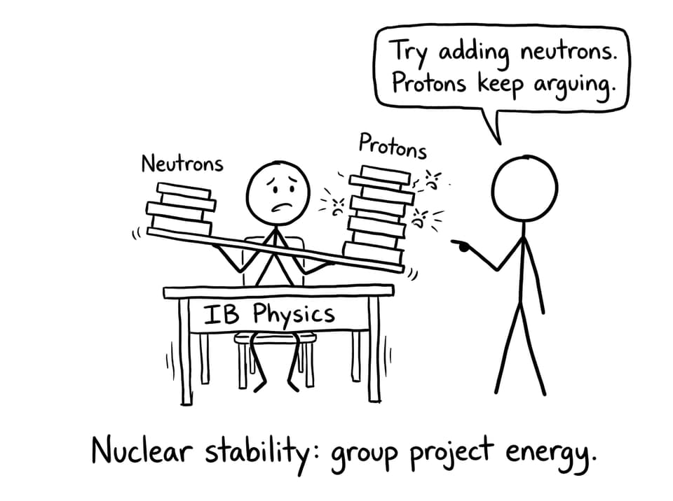 IB Physics nuclear stability group project joke