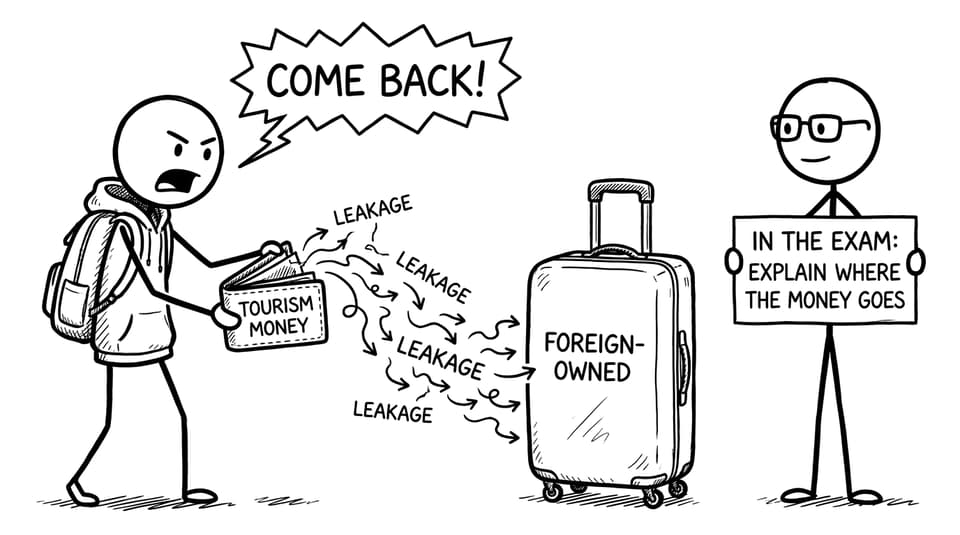 Tourism money vs leakage (comic)