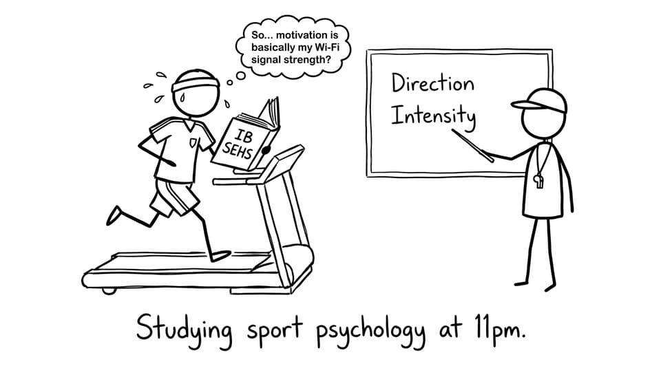 IB student on treadmill studying motivation